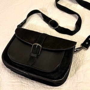 Maison Scotch Calf hair leather saddle crossbody